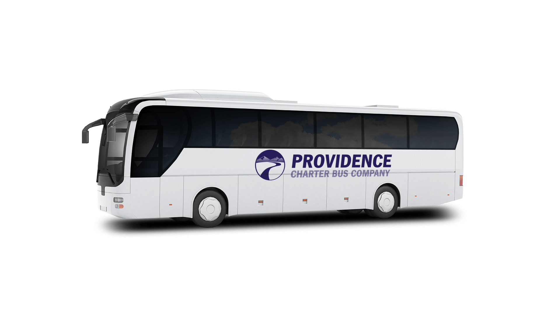 a plain white charter bus with a 